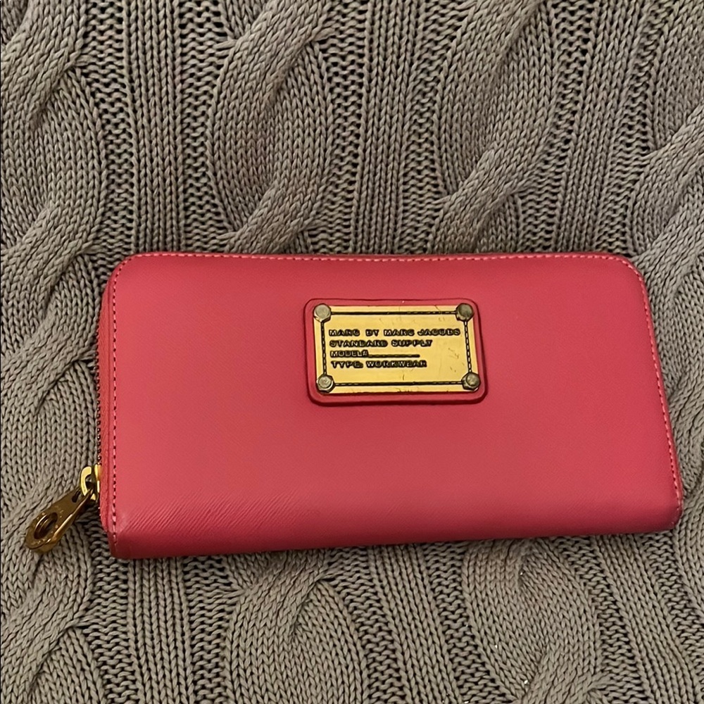 Marc Jacobs Pink Wallet with Gold Accents